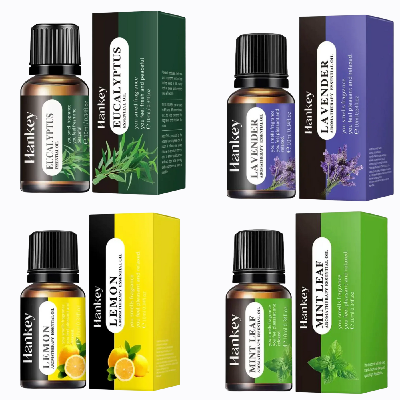 4 Aceites Esenciales Puros – Kit de Protección Completa
